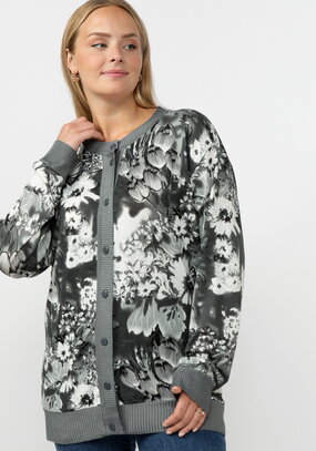 Кардиган с цветочным принтом на пyговицах