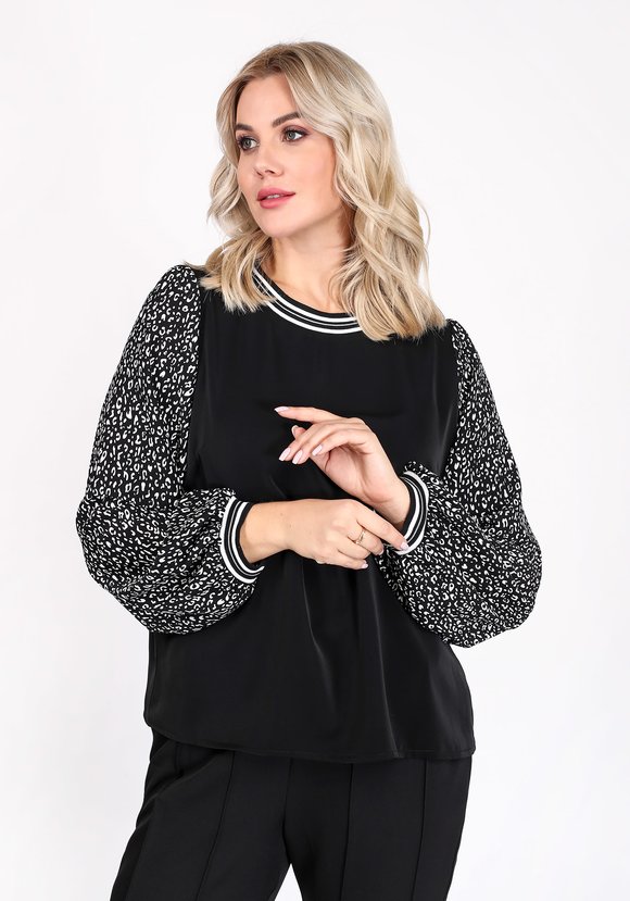 Блуза с контрастным свободным рукавом шир.  580, рис. 3