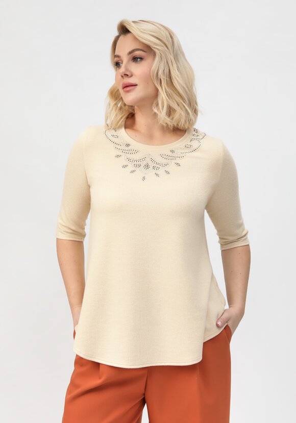 Блуза с декором из страз по горловине шир.  580, рис. 8