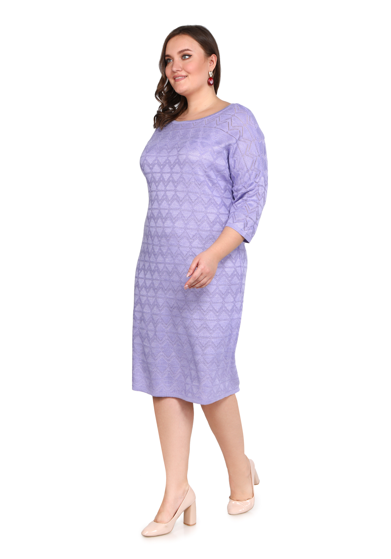 Платье "Ажурные ромбы" Vivawool, размер 54, цвет сиреневый - фото 2