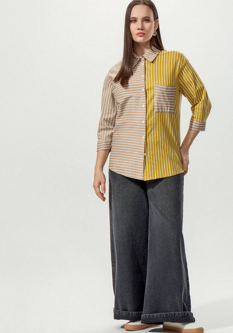 Рубашка в полоску колор-блок шир.  750, рис. 10