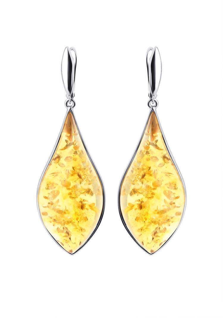 Серебряные серьги  Янтарные брызги шир.  750, рис. 3