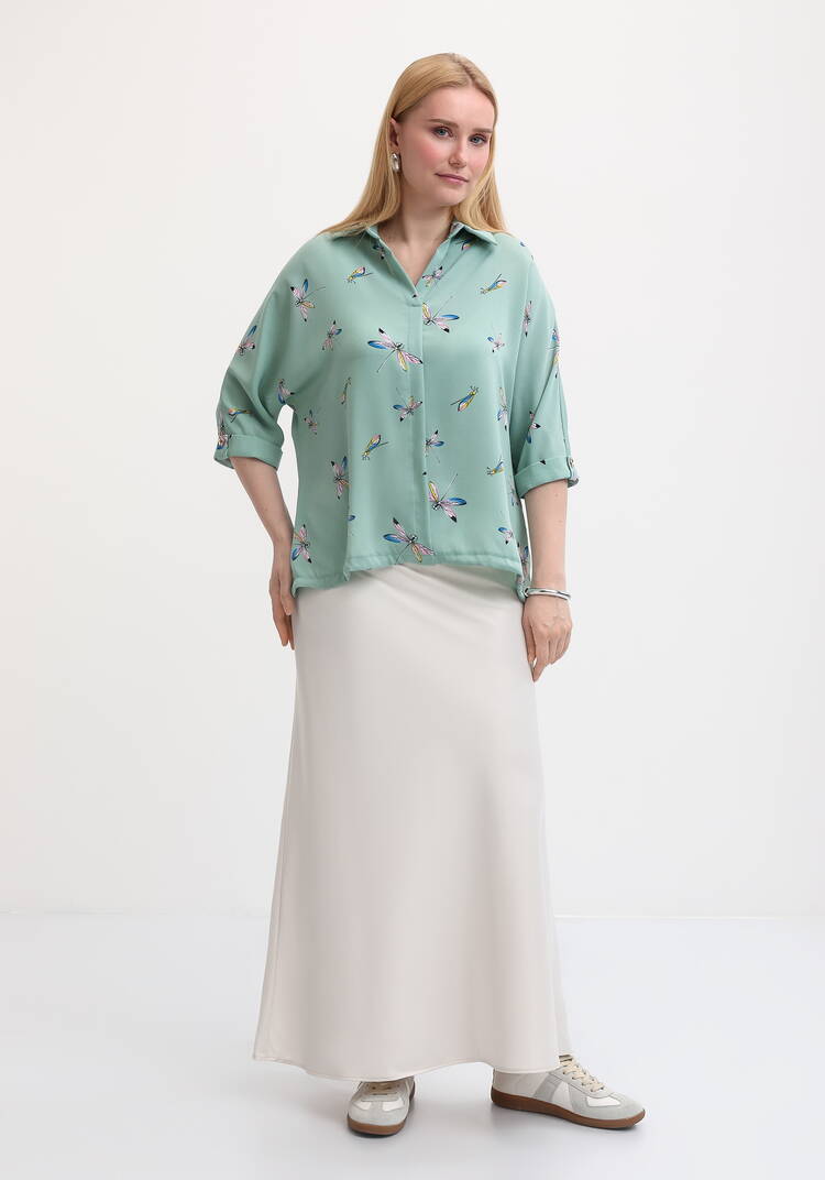 Блузка с принтом стрекозы шир.  750, рис. 7