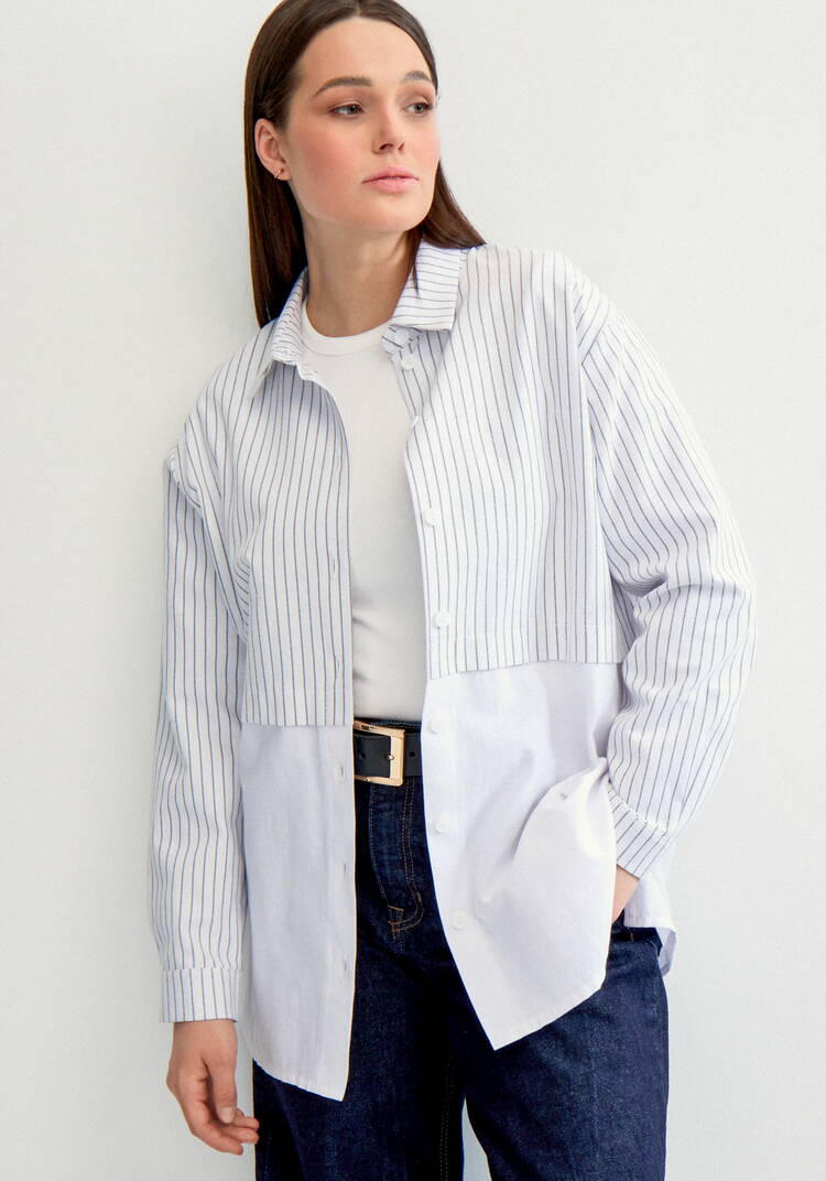 Рубашка с отрезной кокеткой в полоску шир.  750, рис. 11