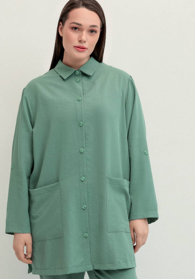 Рубашка на пуговицах свободного кроя шир.  750, рис. 12