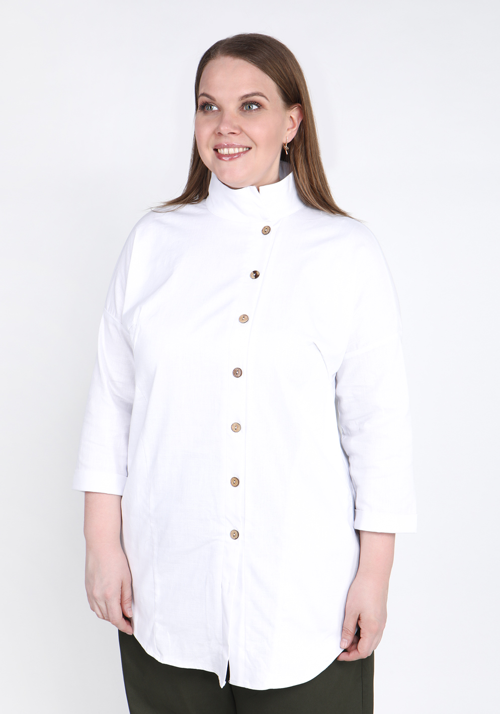 Блуза однотонная с карманами Frida, размер 48, цвет белый - фото 6