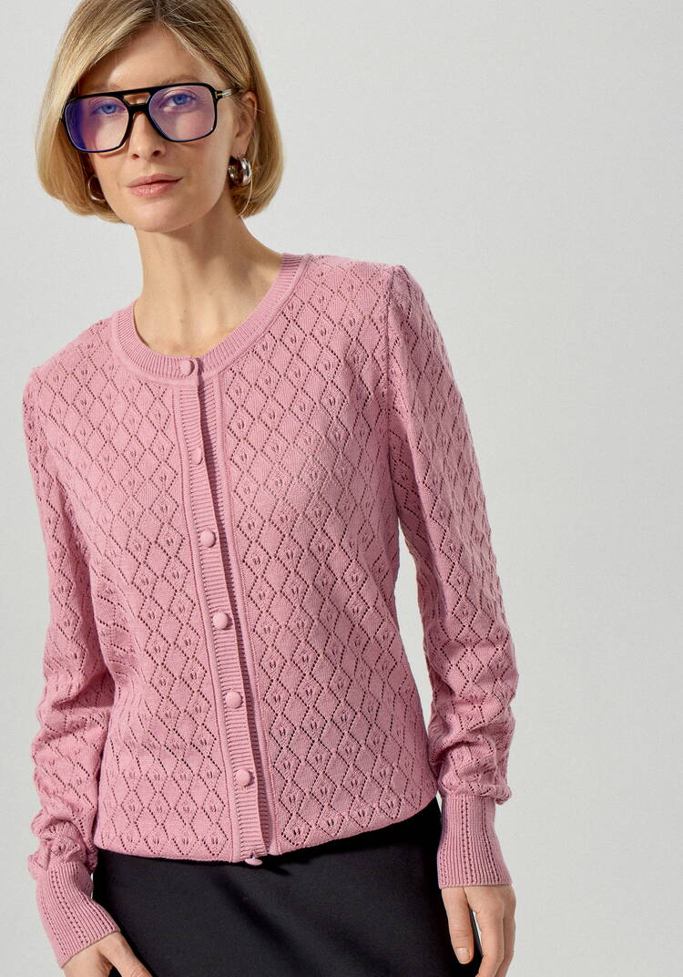 Кардиган ажурный с обтянутыми пуговицами шир.  750, рис. 22