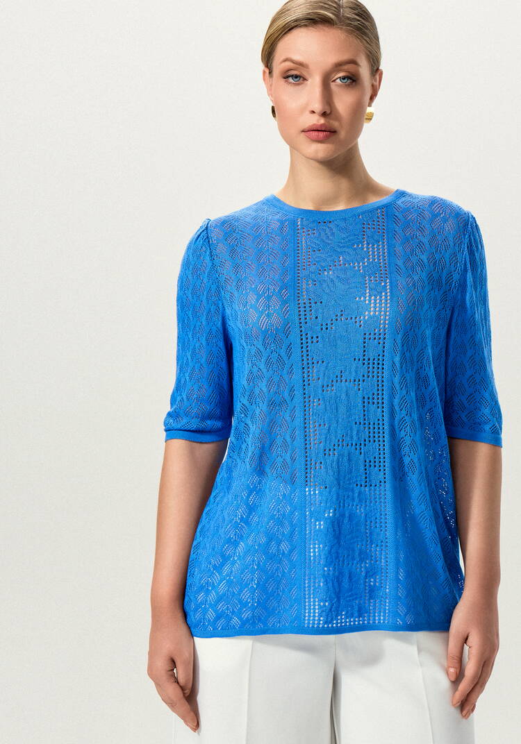 Джемпер с ажурным рисунком и защипами шир.  750, рис. 19