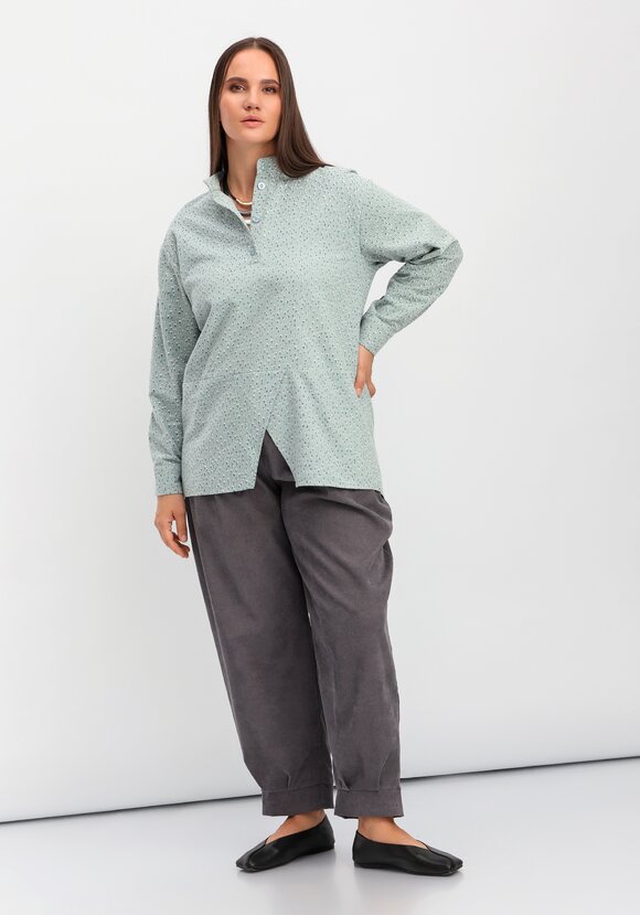 Блуза с воротником-стойкой свободного кроя шир.  580, рис. 2