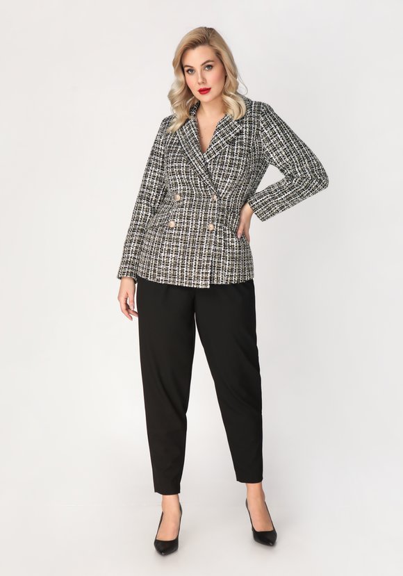 Жакет двубортный из твида с карманами шир.  580, рис. 3