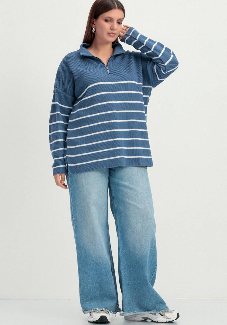 Джемпер в полоску с воротником-поло на молнии шир.  750, рис. 16