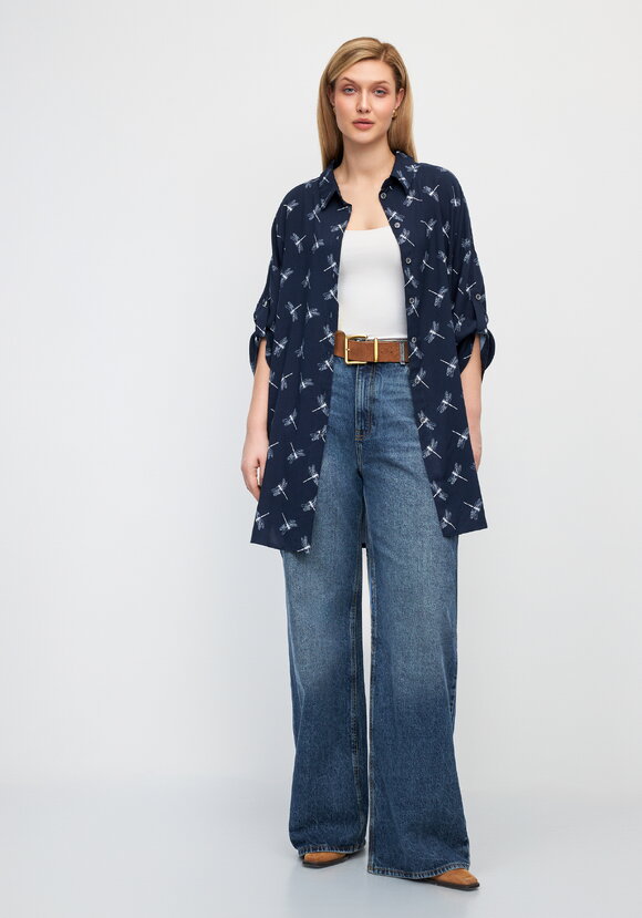 Рубашка удлиненная на пуговицах Лилия шир.  580, рис. 8