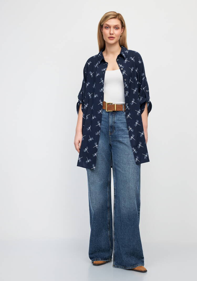 Рубашка удлиненная на пуговицах Лилия шир.  750, рис. 8