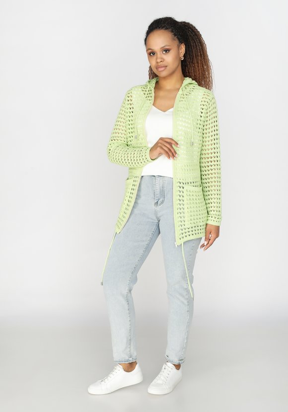 Кардиган вязаный с капюшоном на молнии шир.  580, рис. 19