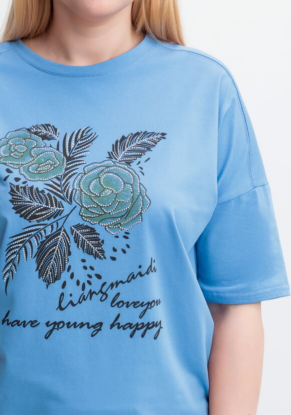 Футболка с принтом Зеленый цветок шир.  580, рис. 35