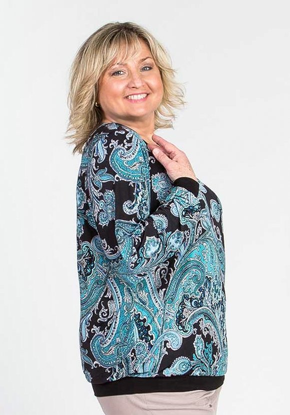 Блуза с восточным принтом и вырезом капля шир.  580, рис. 4