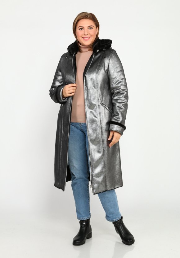 Дубленка на молнии с капюшоном и карманами шир.  580, рис. 14