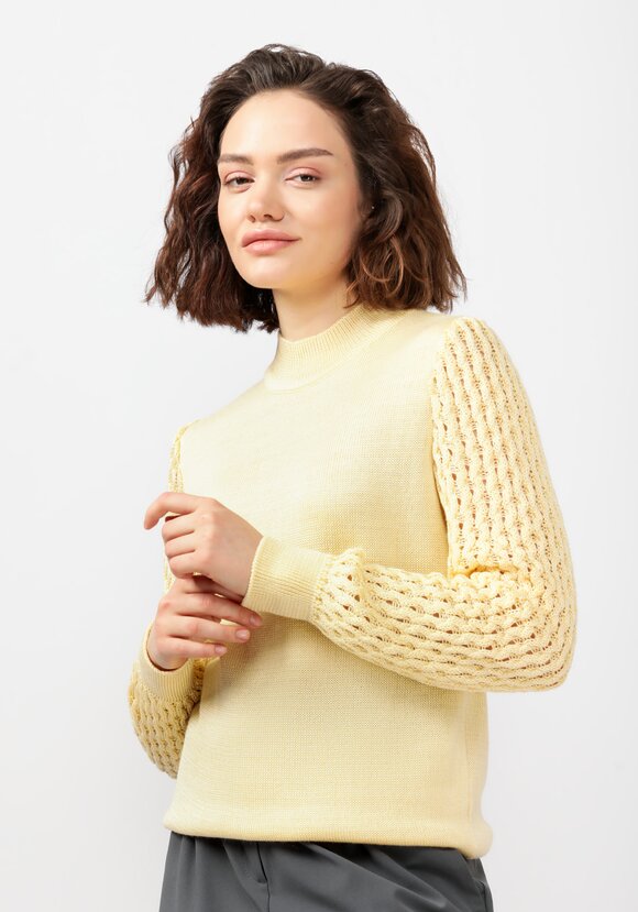 Джемпер с ажурными рукавами объемной вязки шир.  580, рис. 28