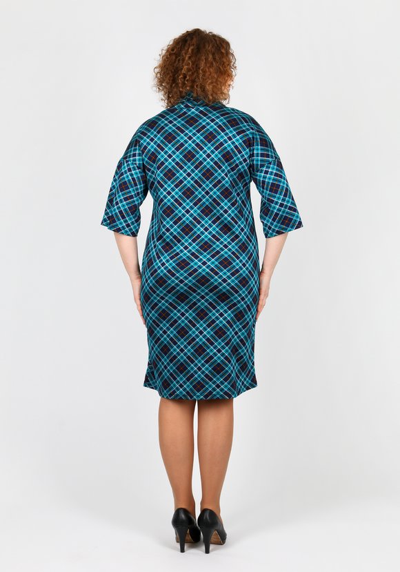 Платье в клетку с карманами из эко-кожи шир.  580, рис. 8