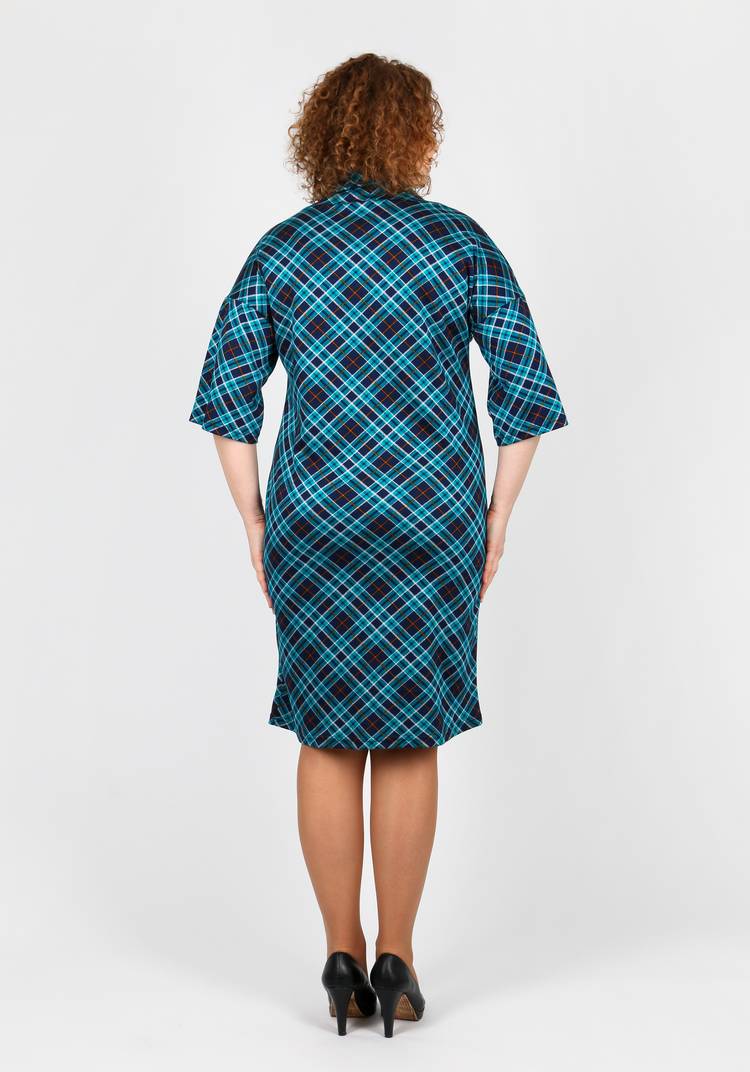 Платье в клетку с карманами из эко-кожи шир.  750, рис. 8