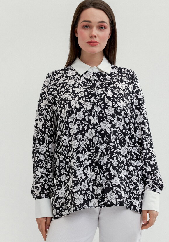 Блуза с контрастными манжетами и воротом шир.  580, рис. 4