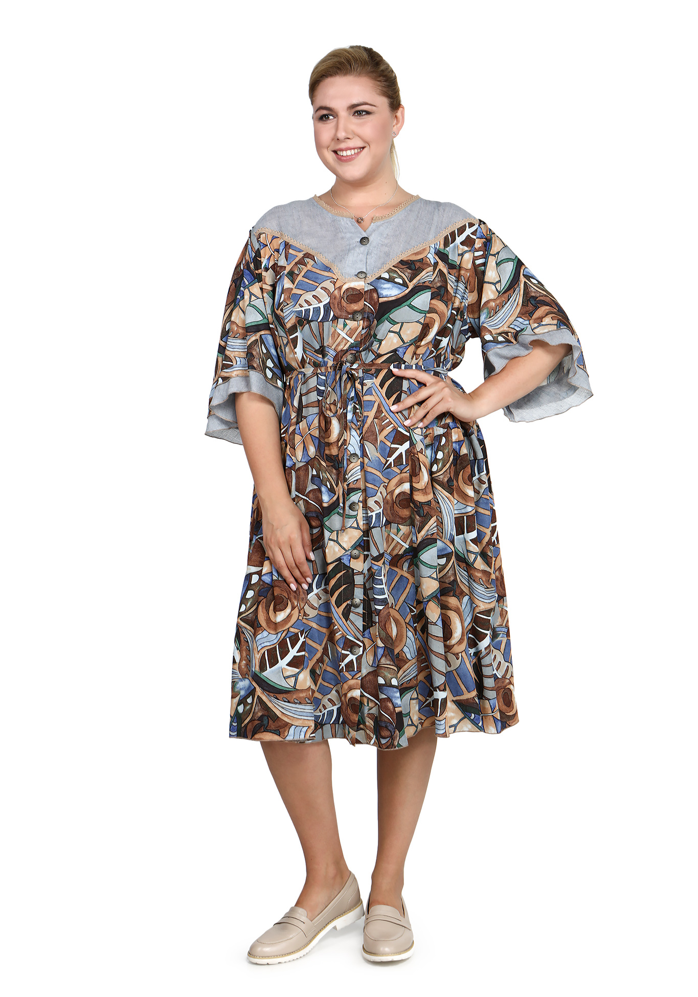 Платье "Чудесное преображение" GalaGrosso, размер 48, цвет бежево-голубой - фото 3