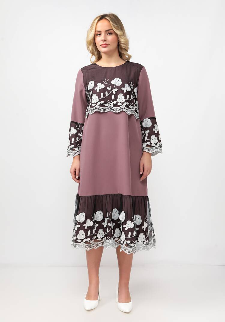 Платье А-силуэта с ажурной кокеткой шир.  750, рис. 4