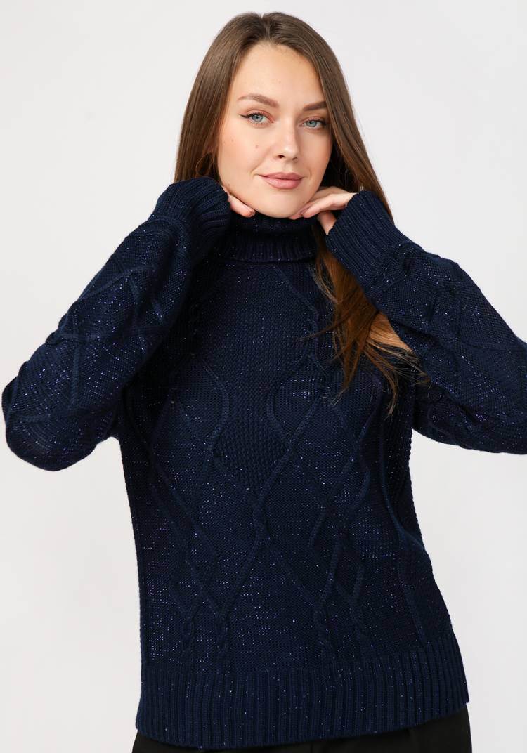 Свитер женский в технике араны с метанитью шир.  750, рис. 7