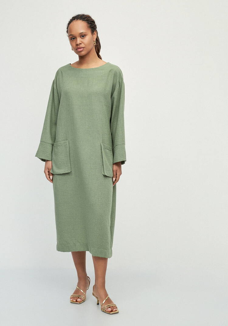 Платье изо льна с объемными карманами шир.  750, рис. 12