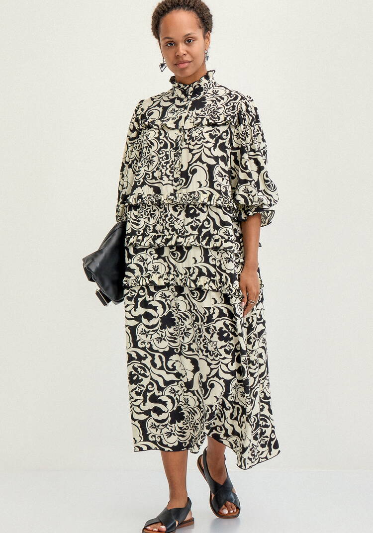 Платье с ярусами и обьёмным рукавом шир.  750, рис. 15