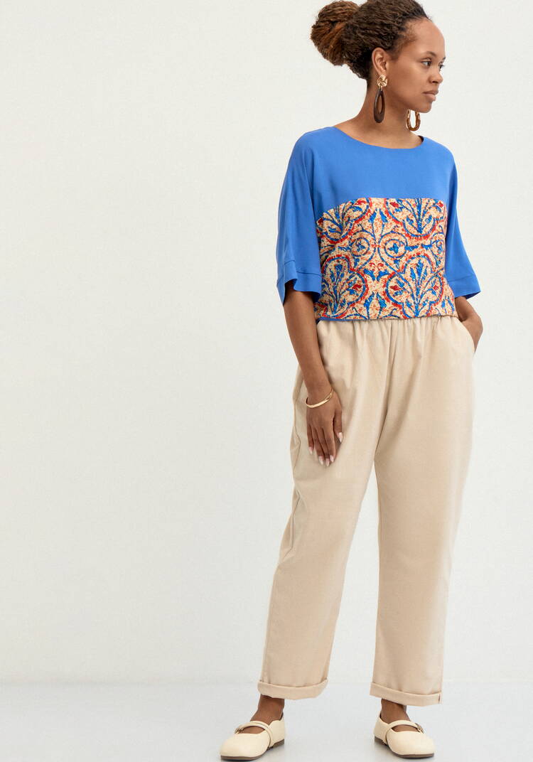 Брюки прямые изо льна с карманами шир.  750, рис. 7