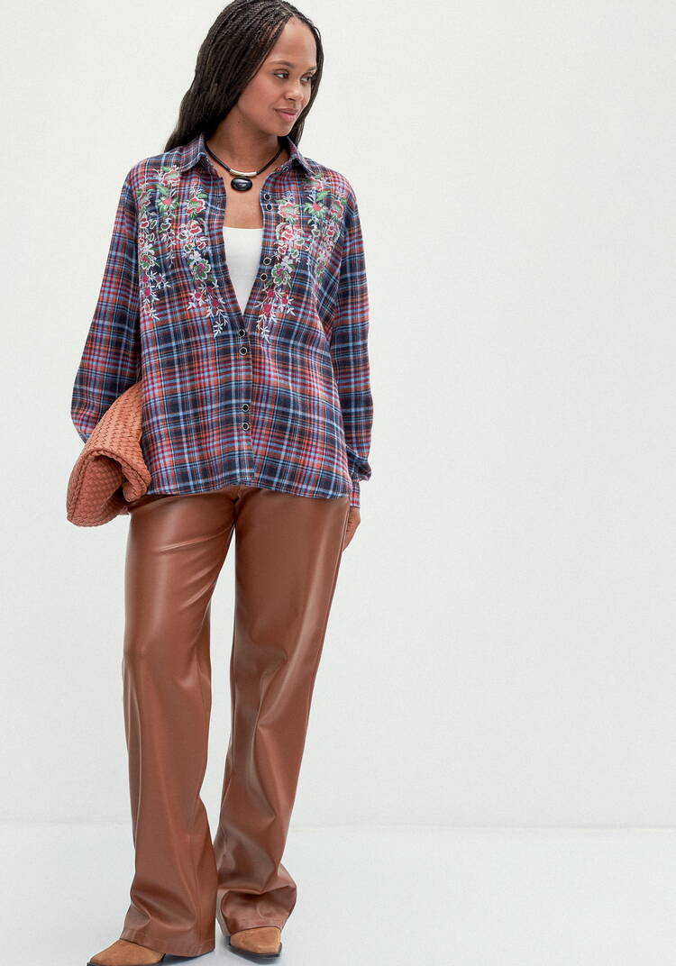 Рубашка в клетку с принтом шир.  750, рис. 10