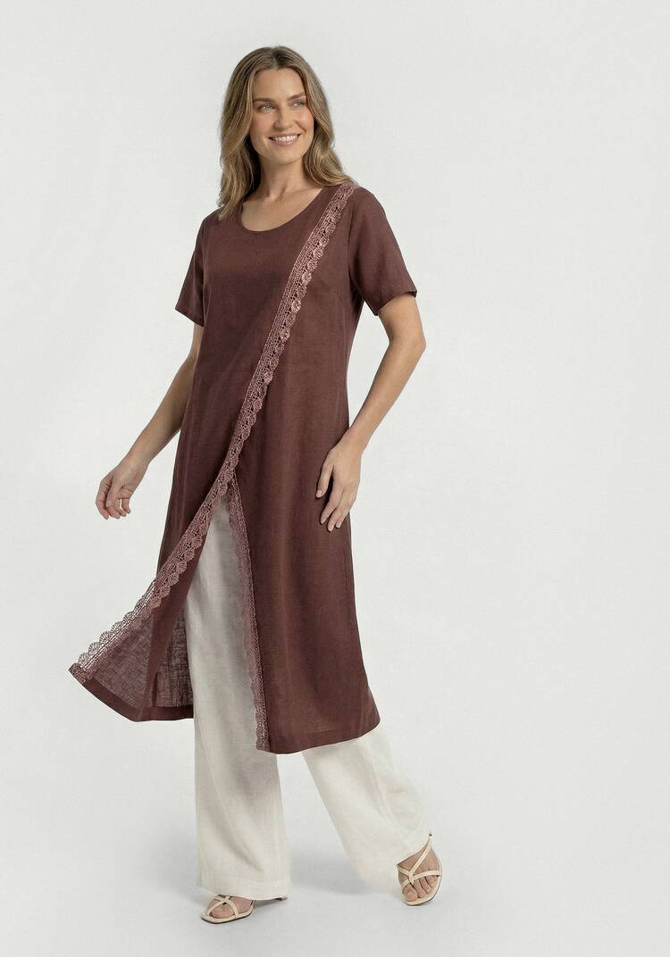 Туника из льна с кружевом Инга шир.  750, рис. 10