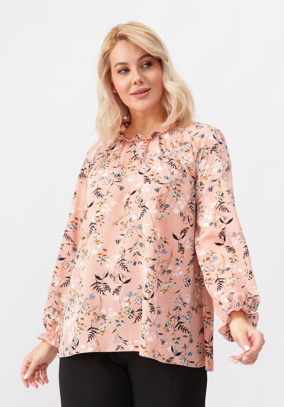 Блуза с цветочным принтом свободного кроя шир.  580, рис. 17