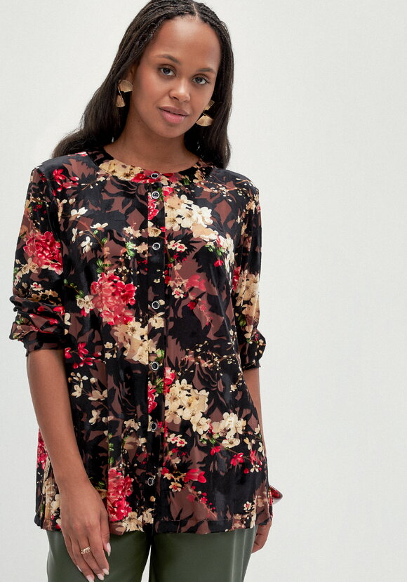 Блуза с цветочным принтом из бархатa шир.  580, рис. 1