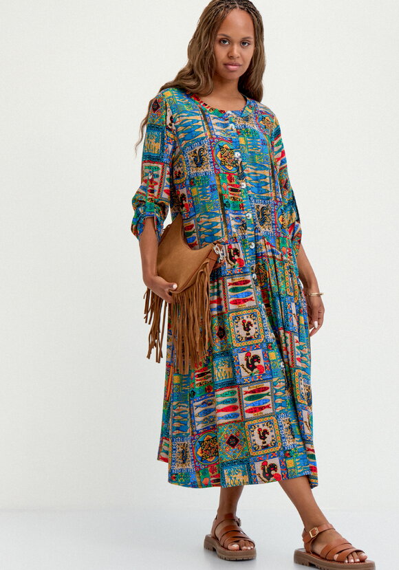 Удлиненное платье свободного кроя с принтом шир.  580, рис. 7