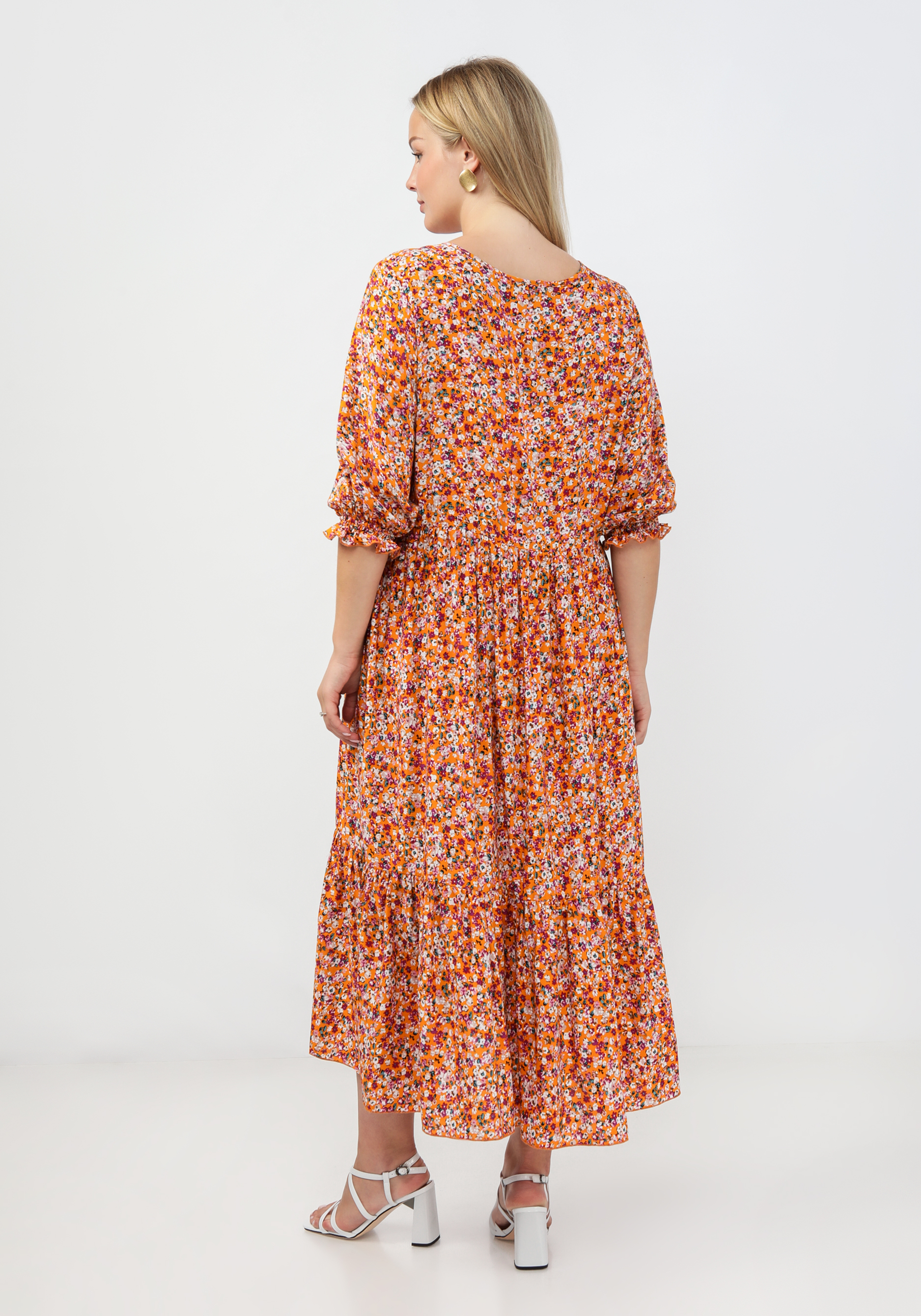 Платье свободного кроя расклешенное к низу Frida, цвет оранжевый, размер 60 - фото 2