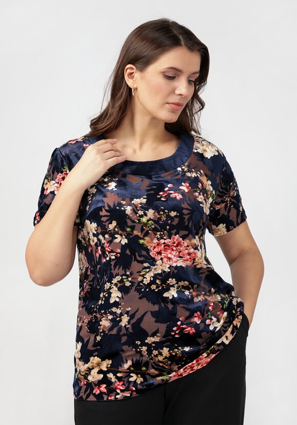 Туника с круглым вырезом и цветочным принтом шир.  580, рис. 13