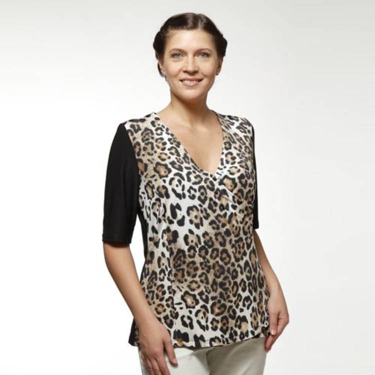Блуза с коротким рукавом и принтом леопард шир.  750, рис. 1
