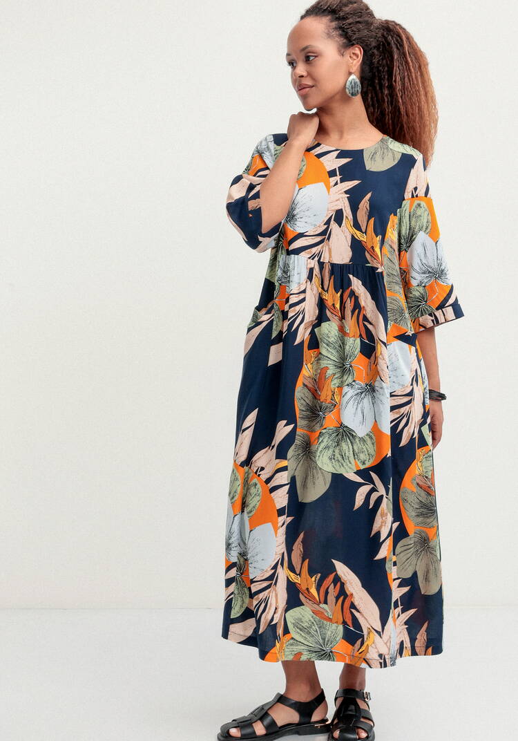 Платье из штапеля с тропическим принтом шир.  750, рис. 8