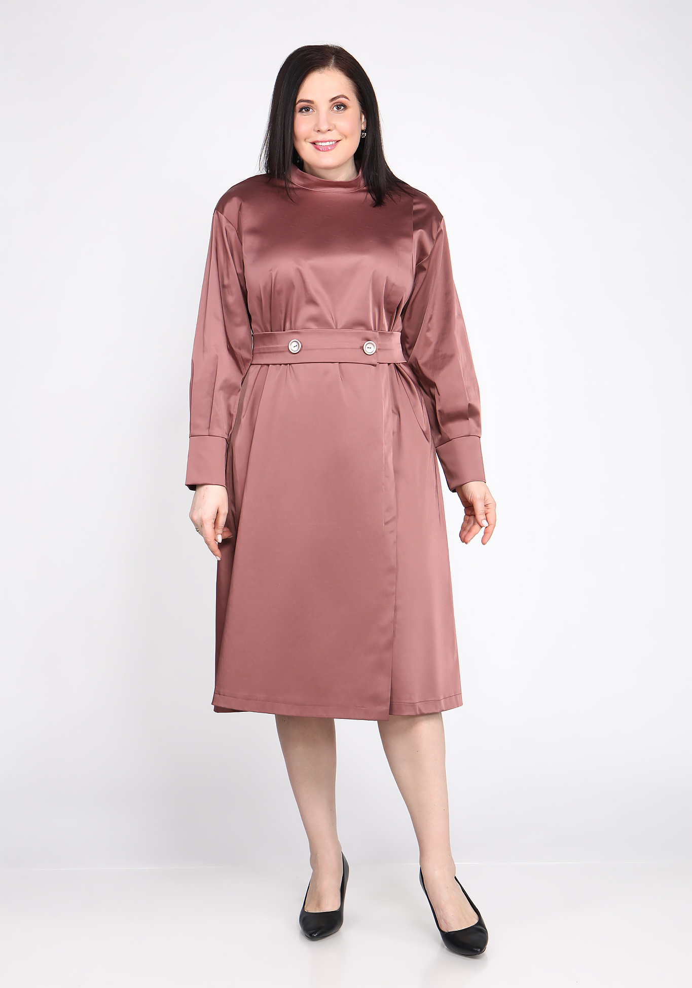 Платье с поясом на пуговицах Sarah Morenberg, размер 48, цвет тёмно-лиловый - фото 2