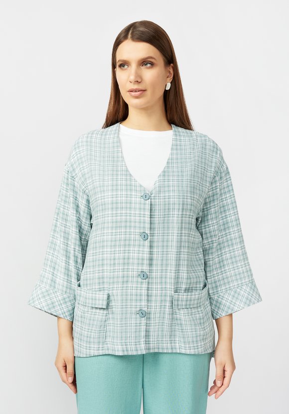 Пиджак в клетку из хлопка шир.  580, рис. 4