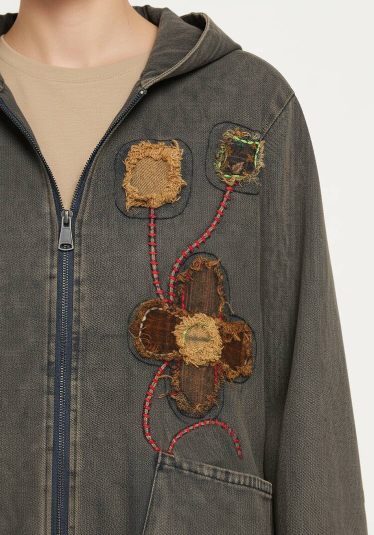 Куртка джинсовая с нашивками шир.  750, рис. 5