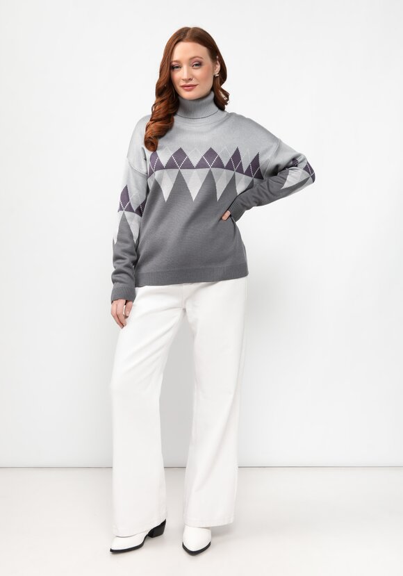 Джемпер с принтом ромб и высоким горлом шир.  580, рис. 17