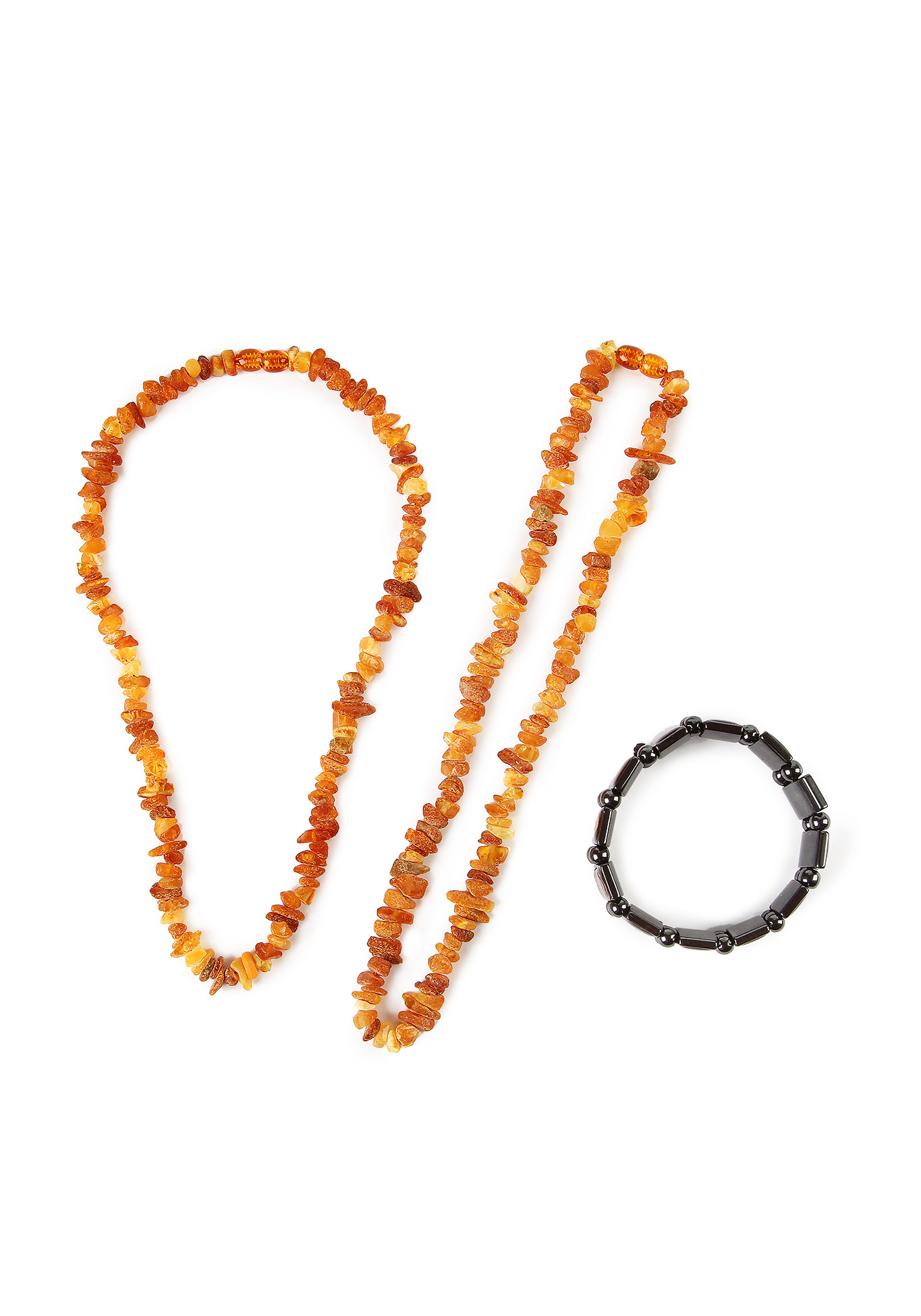 

Бусы "Энергия янтаря"2 шт + браслет с ликами, Оранжевый