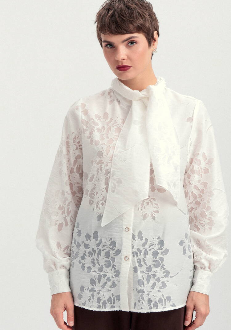 Блуза со съемным бантом шир.  750, рис. 4