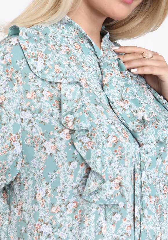 Блуза с рюшей по воротнику шир.  580, рис. 6