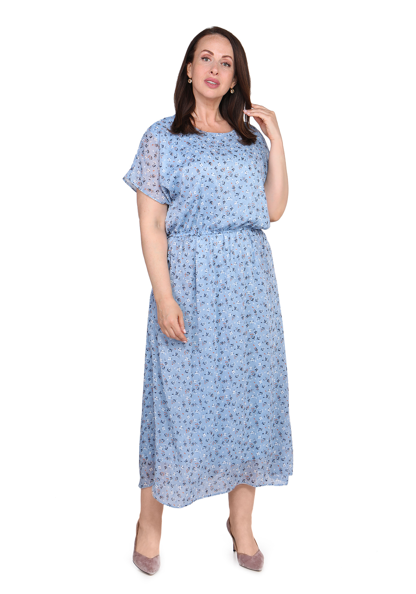 Платье "Нежность стиля" Bianka Modeno, размер 54, цвет голубой - фото 1