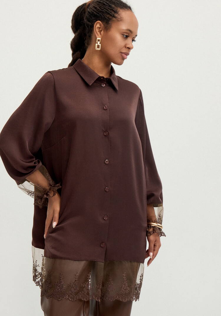 Туника с кружевом на пуговицах шир.  750, рис. 8