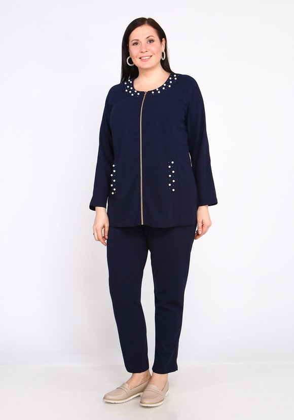 Костюм однотонный с отделкой из бусин шир.  580, рис. 10